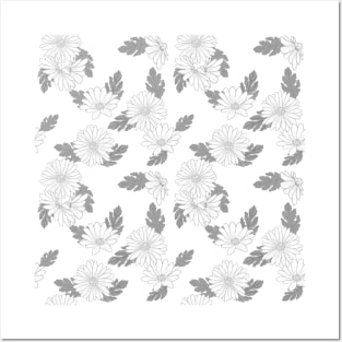 Daisies pattern, black and white Posters and Art